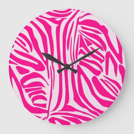 Roze zebra print grote klok (Voorkant)