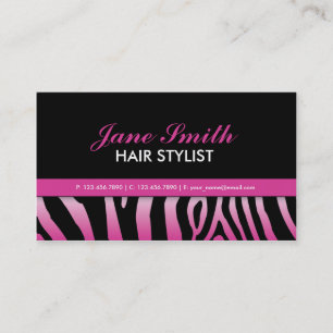 Roze Zebra Print Hair Stylist Hairdresser Salon Visitekaartje
