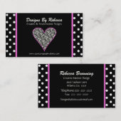 Roze Zebra Print Heart & Polka Dots Visitekaartje (Voorkant / Achterkant)