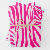 Roze zebra print inpakpapier vel (In situ)