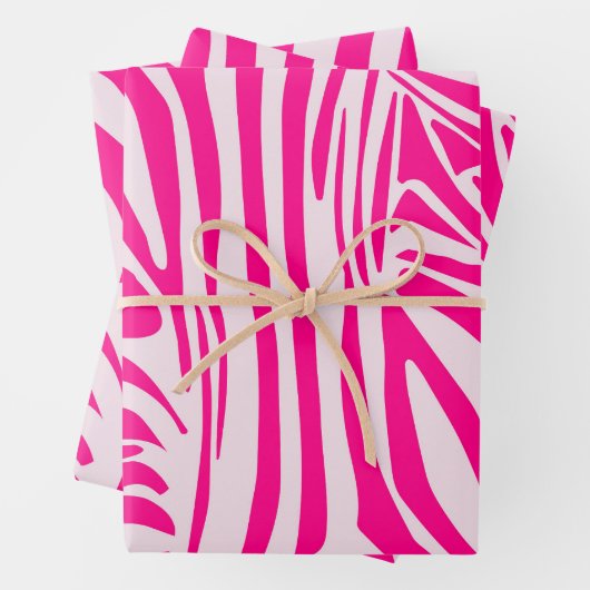 Roze zebra print inpakpapier vel (In situ)
