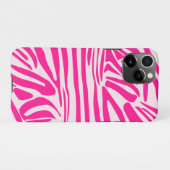 Roze zebra print iPhone hoesje (Achterkant horizontaal)