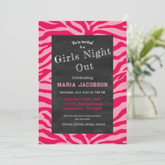 Roze Zebra print Kaart (Staand voorkant)