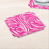 Roze zebra print kartonnen onderzetters (Gekanteld)
