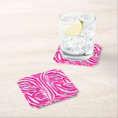 Roze zebra print kartonnen onderzetters (Insitu)