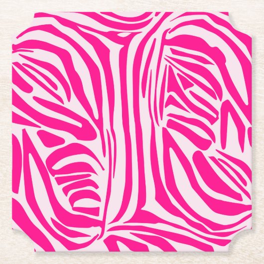 Roze zebra print kartonnen onderzetters (Voorkant)