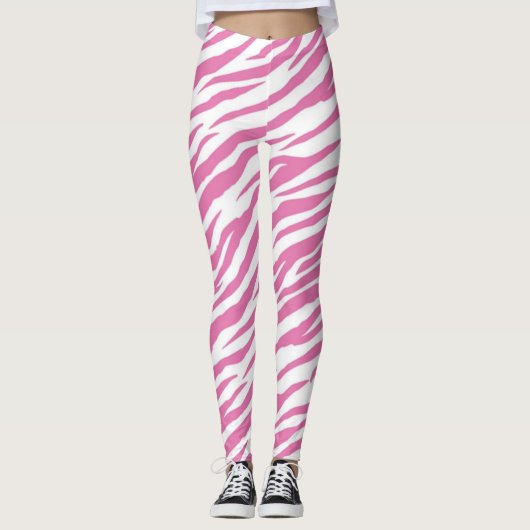 Roze Zebra Print Leggings & Yogabroek (Voorkant)