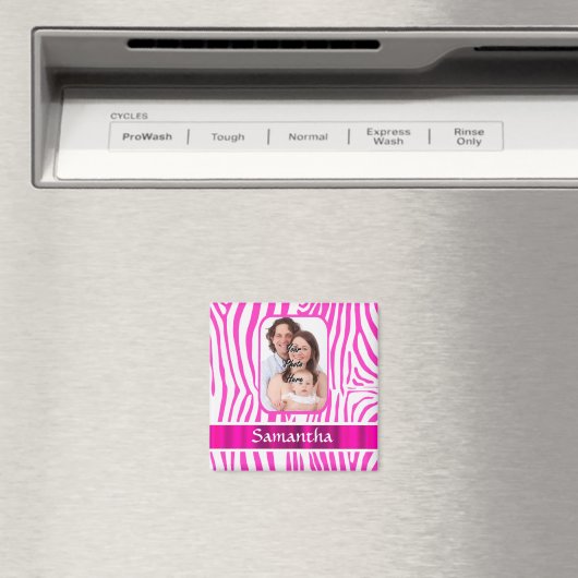 Roze zebra print magneet (Insitu (Vaatwasser))