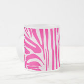 Roze zebra print matglas koffiemok (Voorkant links)