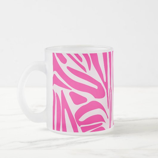 Roze zebra print matglas koffiemok (Links)