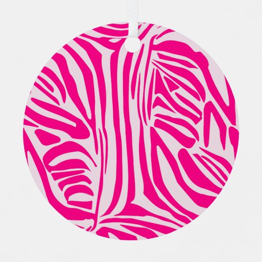 Roze zebra print metalen ornament (Voorkant)