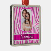 Roze zebra print metalen ornament (Rechts)
