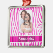 Roze zebra print metalen ornament (Links)