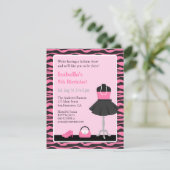 Roze Zebra Print Mode Show Meisjes Verjaardagsfees Kaart (Staand voorkant)