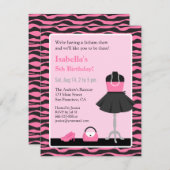 Roze Zebra Print Mode Show Meisjes Verjaardagsfees Kaart (Voorkant / Achterkant)