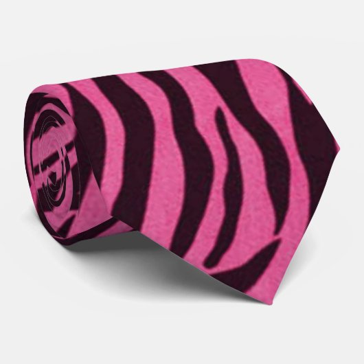 Roze Zebra Print Mode Stropdas (Opgerold)