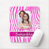 Roze zebra print muismat (Met muis)