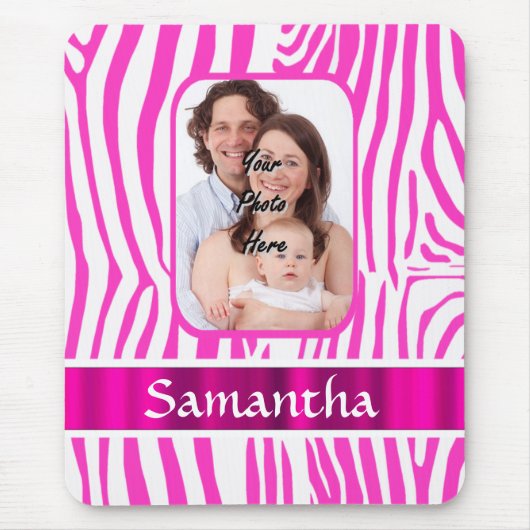 Roze zebra print muismat (Voorkant)