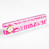 Roze zebra print naambordje