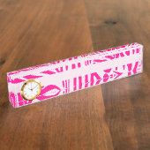 Roze zebra print naambordje (Zijkant)