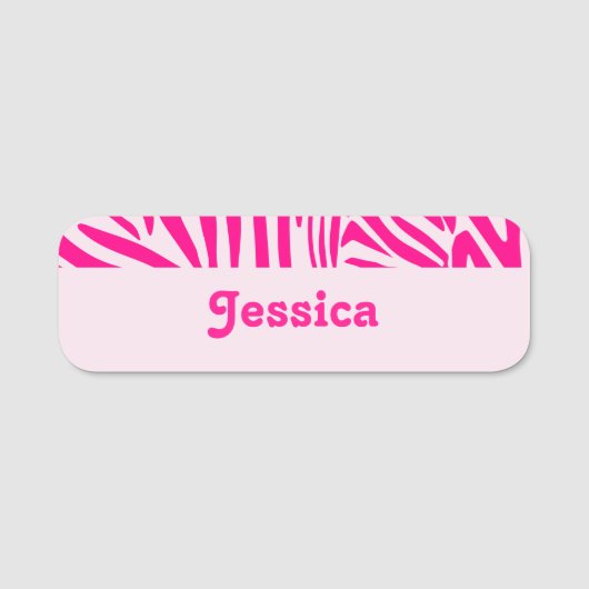 Roze zebra print naamplaatje (Voorkant)