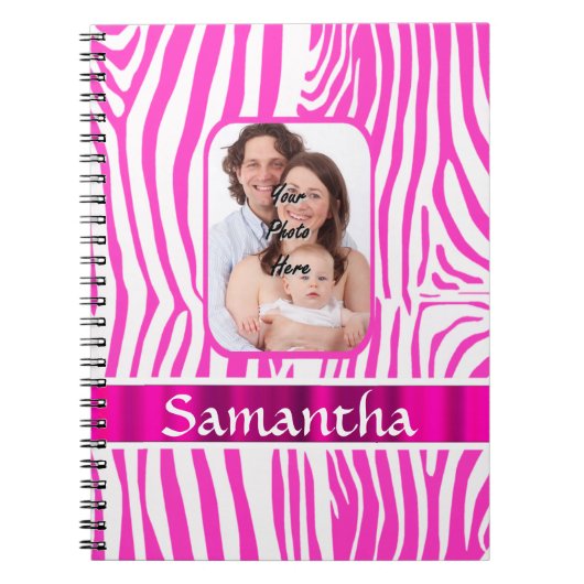 Roze zebra print notitieboek (Voorkant)