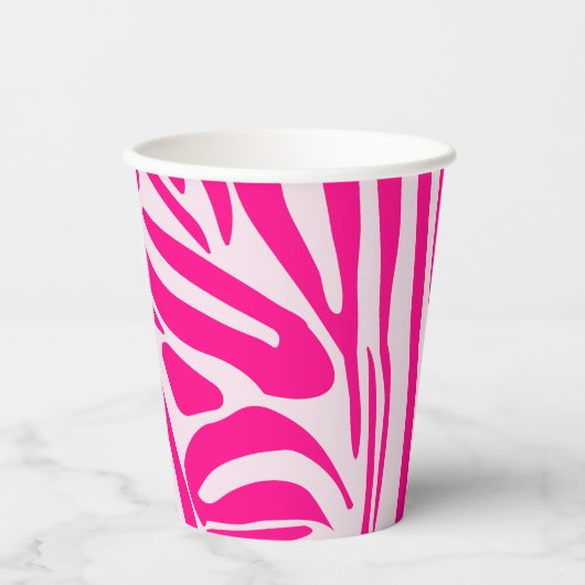Roze zebra print papieren bekers (Voorkant)