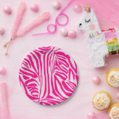 Roze zebra print papieren bordje (Feest)