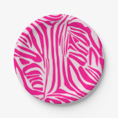 Roze zebra print papieren bordje (Voorkant)