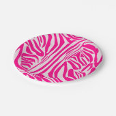 Roze zebra print papieren bordje (Gekanteld)
