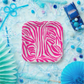 Roze zebra print papieren bordje (Feest)