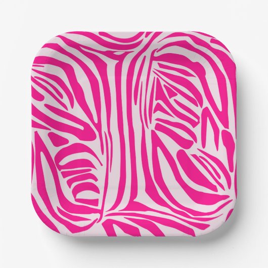 Roze zebra print papieren bordje (Voorkant)