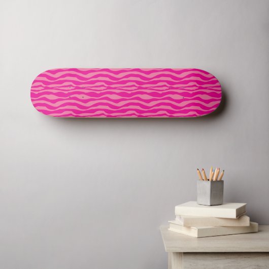 Roze Zebra Print Patroon Persoonlijk Skateboard (Muurkunst (Horizontaal))