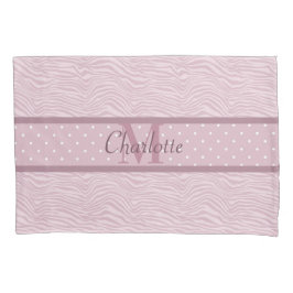 Roze Zebra Print & Polka Dots monogramed Kussensloop