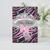 Roze Zebra Print & Princess Tiara Baby shower Kaart (Staand voorkant)