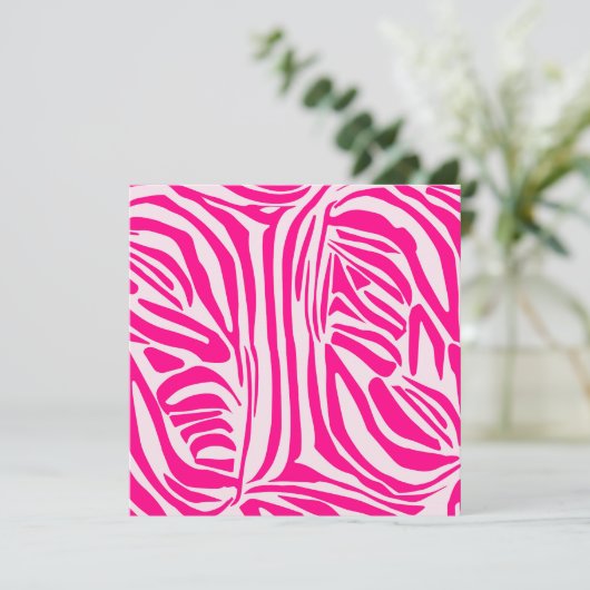 Roze zebra print programmakaart (Staand voorkant)