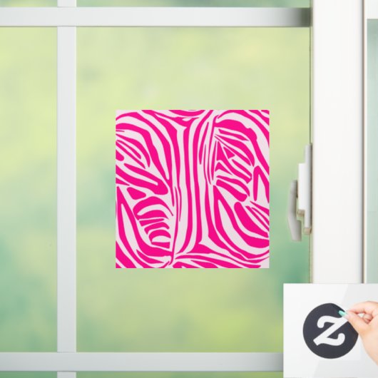 Roze zebra print raamsticker (Huis)