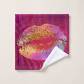Roze zebra print regenbooggoud glitter lips kus bad handdoek (Wasdoekje)