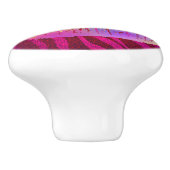 Roze zebra print regenbooggoud glitter lips kus keramische knop (Zijkant)