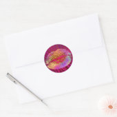 Roze zebra print regenbooggoud glitter lips ronde sticker (Envelop)