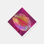 Roze zebra print regenbooggouden litter lips servetten (Hoek)