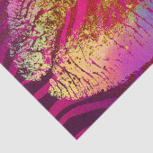 Roze zebra print regenbooggouden litter lips tissuepapier (Detail)