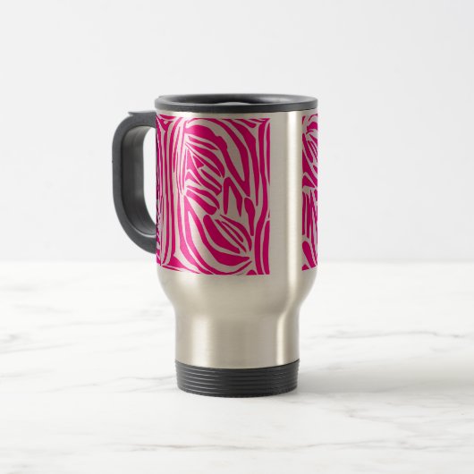 Roze zebra print reisbeker (Voorkant links)