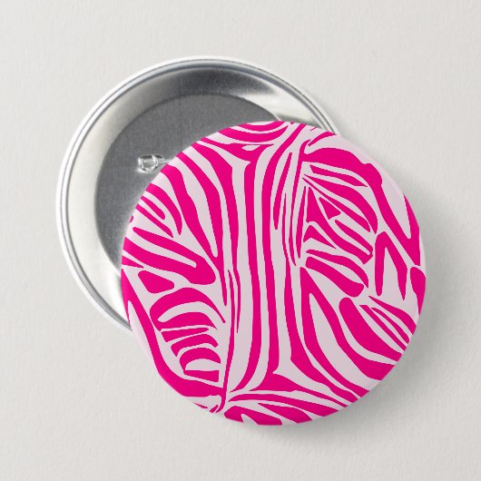 Roze zebra print ronde button 7,6 cm (Voorkant /achterkant)