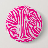 Roze zebra print ronde button 7,6 cm (Voorkant)