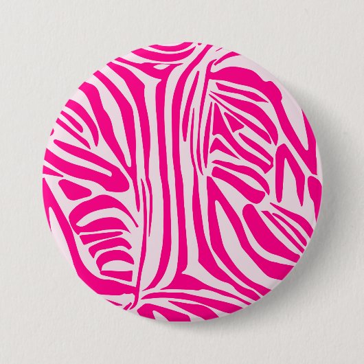 Roze zebra print ronde button 7,6 cm (Voorkant)