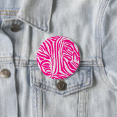 Roze zebra print ronde button 7,6 cm (In situ)