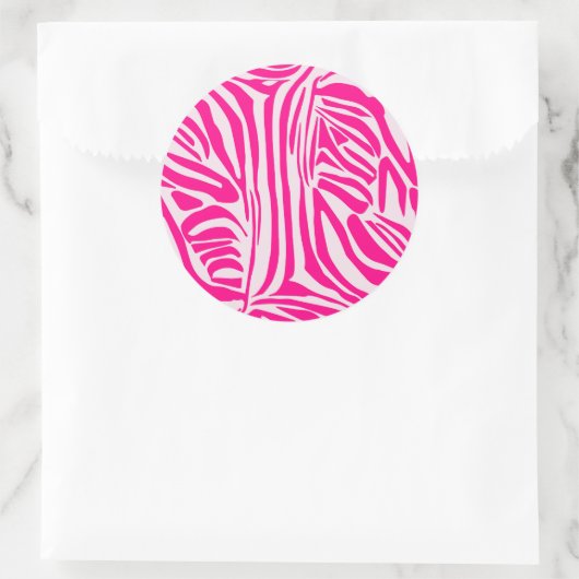 Roze zebra print ronde sticker (Tas)
