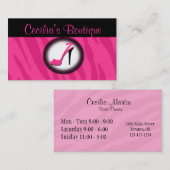Roze Zebra Print Shoe Boutique Visitekaartje (Voorkant / Achterkant)
