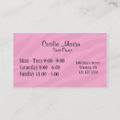Roze Zebra Print Shoe Boutique Visitekaartje (Achterkant)